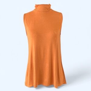 Retroluxe Women’s Sleeveless  Rustic Orange Mock Neck Casual Summer Shirt Small